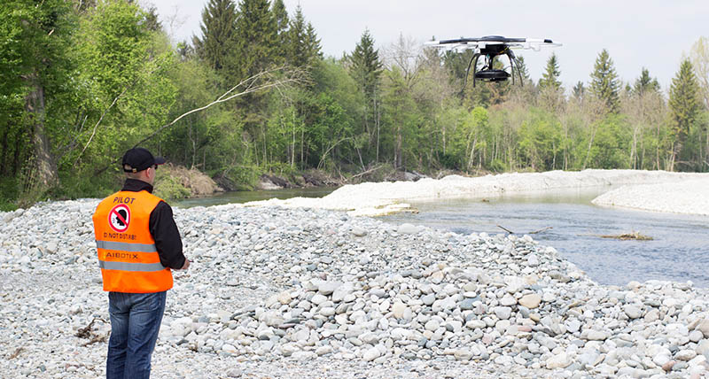 Surveying and mapping a river with a UAV